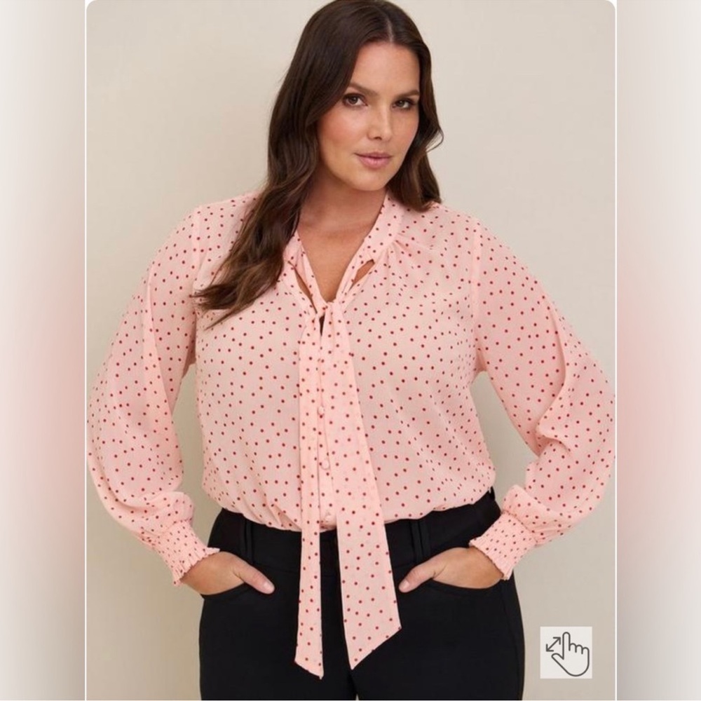 Torrid Pink and Black Polka Dot Blouse